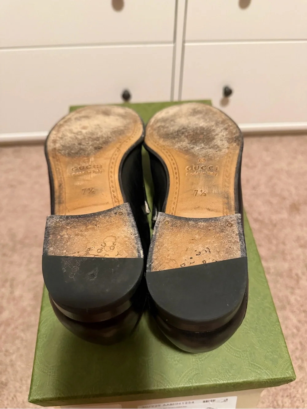 Gucci Two-Tone White & Black Leather Horsebit Loafers